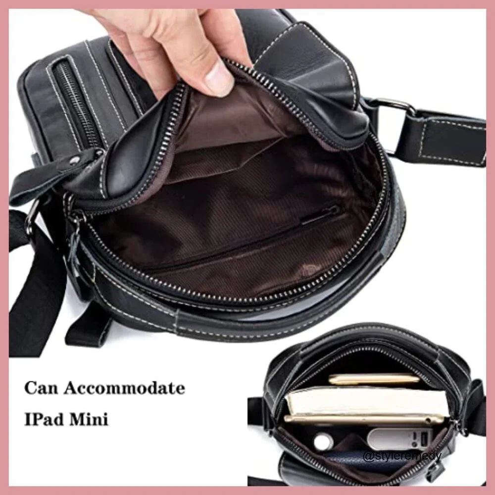 Genuine Leather Messenger Bag Crossbody Shoulder Bag for Business Travel